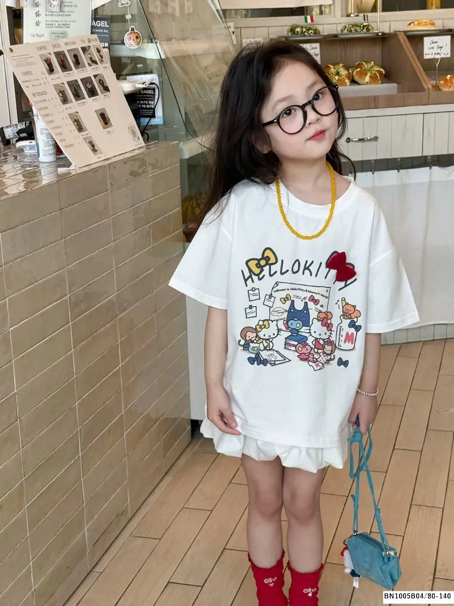 ÁO THUN HELLO KITTY BÉ GÁI