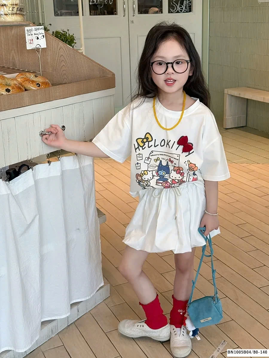 ÁO THUN HELLO KITTY BÉ GÁI