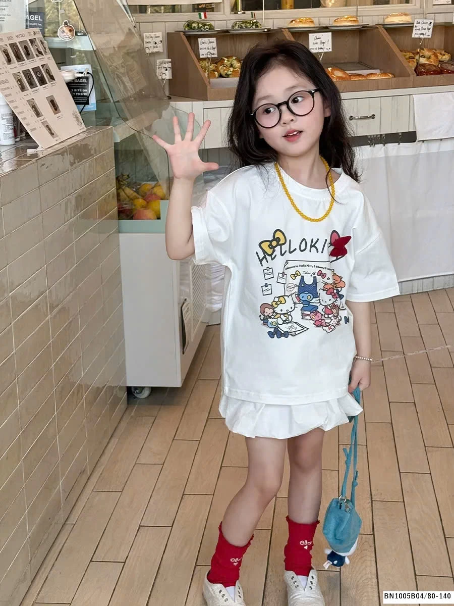 ÁO THUN HELLO KITTY BÉ GÁI