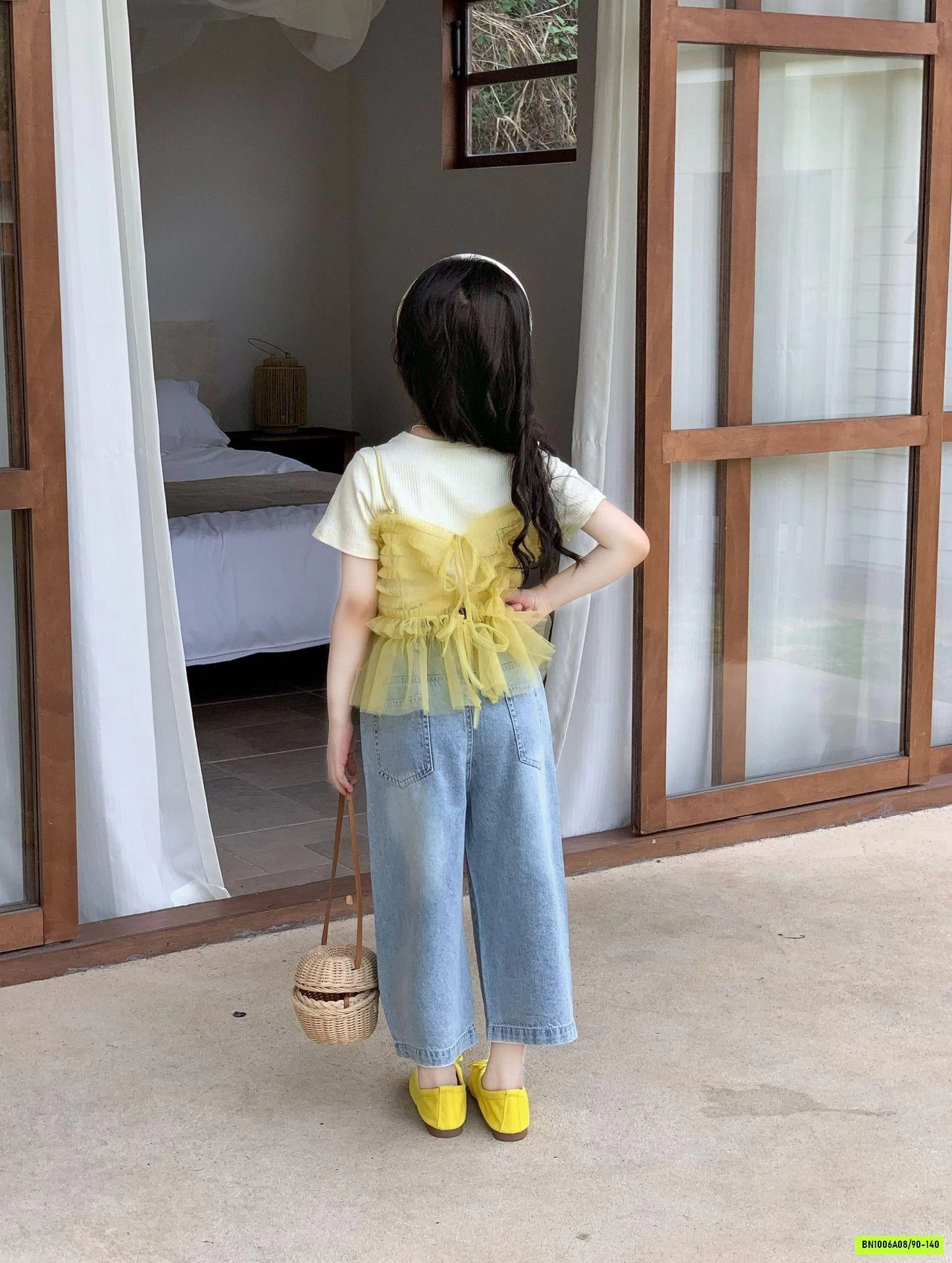 SÉT ÁO PHỐI VOAN MIX JEANS SUÔNG