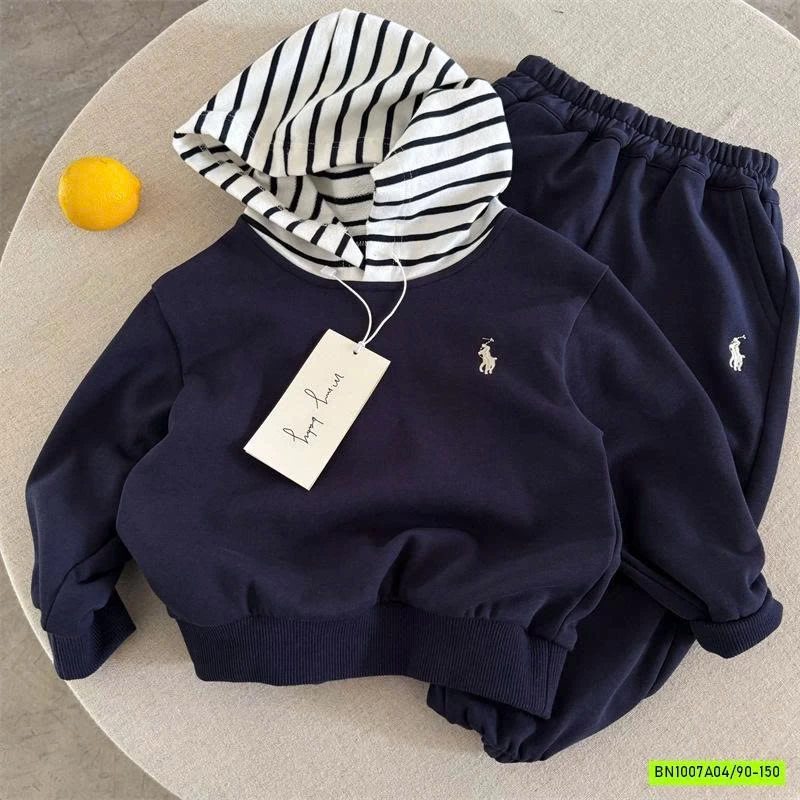 BỘ COTTON LIỀN MŨ LOGO NGỰA MMY