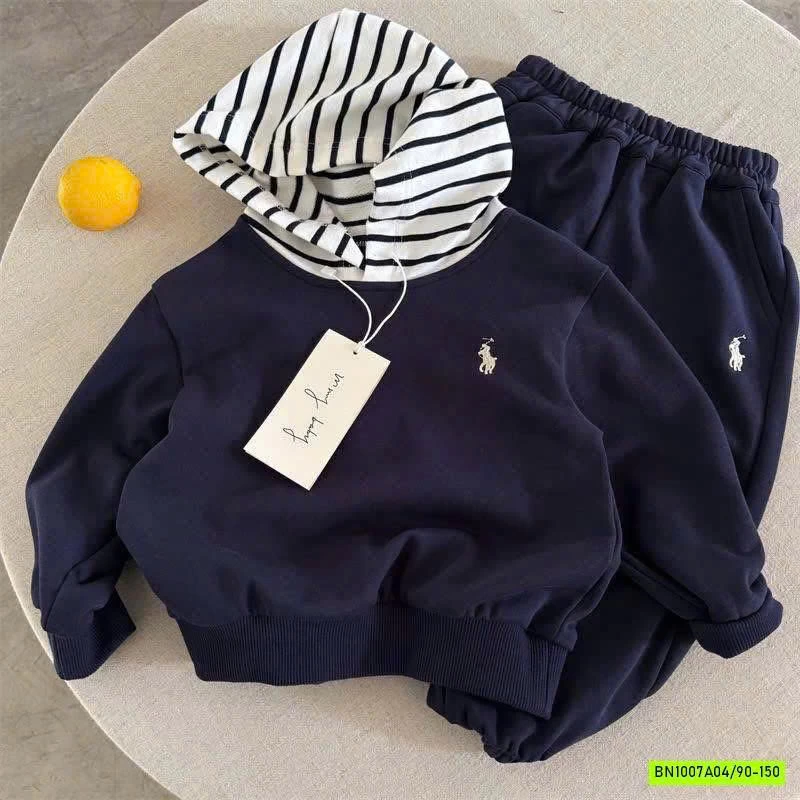 BỘ COTTON LIỀN MŨ LOGO NGỰA MMY