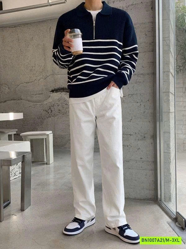 ÁO LEN KHÓA CỔ KẺ NGANG NAM