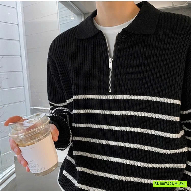 ÁO LEN KHÓA CỔ KẺ NGANG NAM