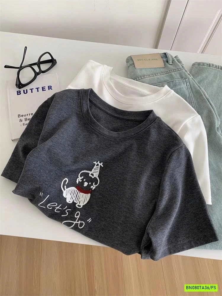 ÁO THUN THÊU CÚN NỮ