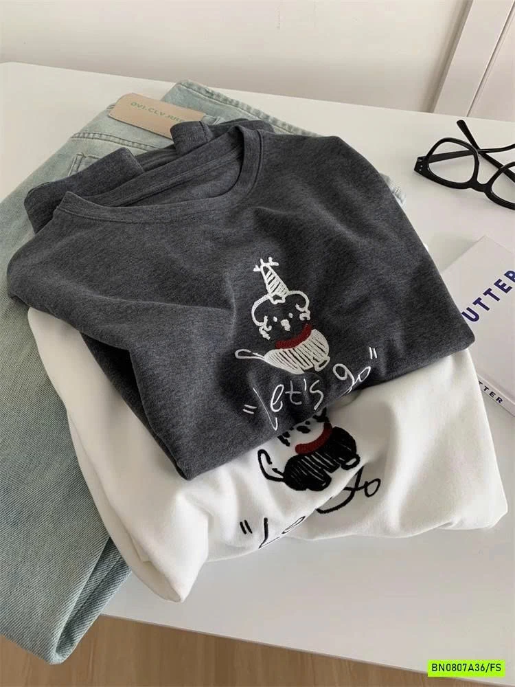 ÁO THUN THÊU CÚN NỮ