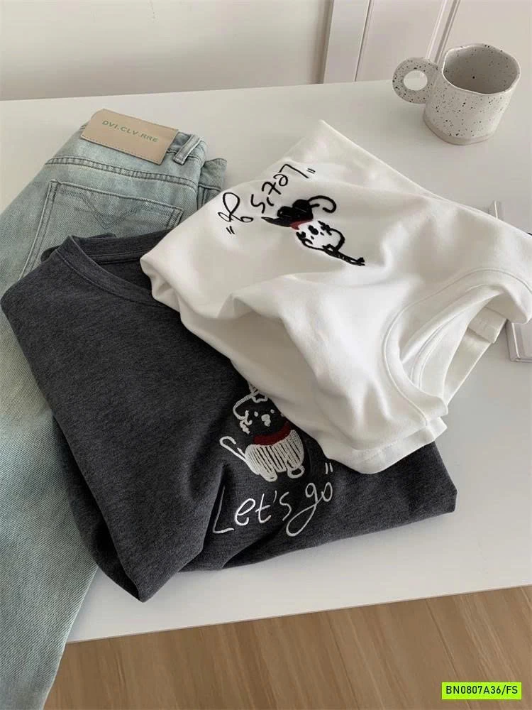 ÁO THUN THÊU CÚN NỮ