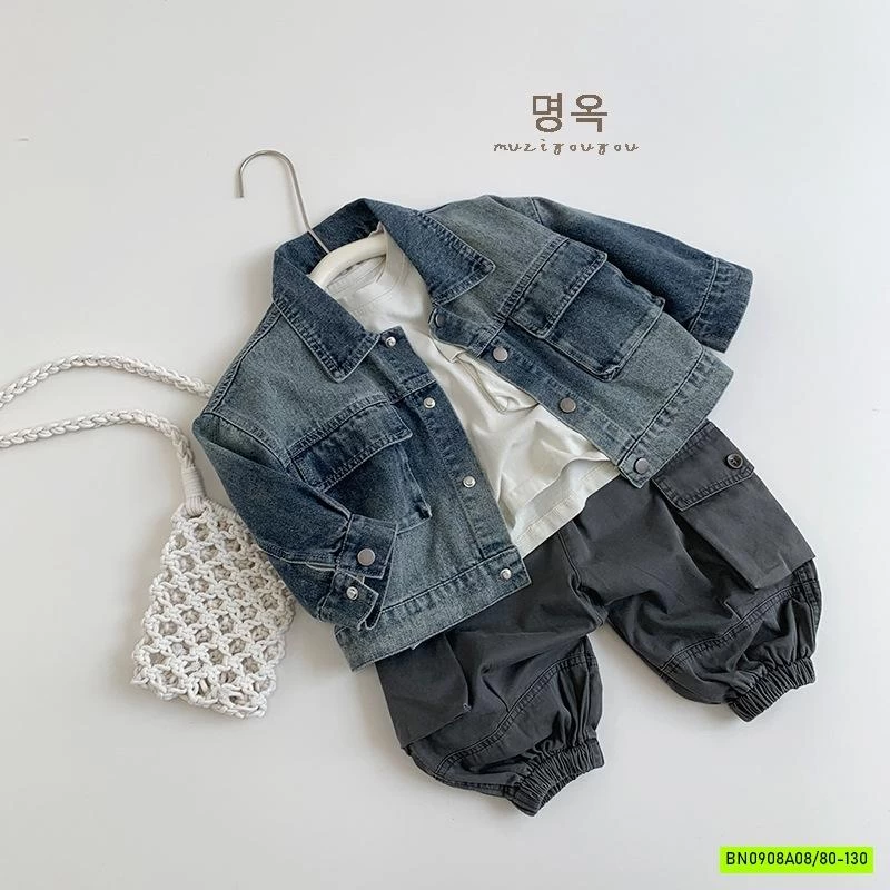 KHOÁC JEANS TÚI NGỰC LOANG MÀU