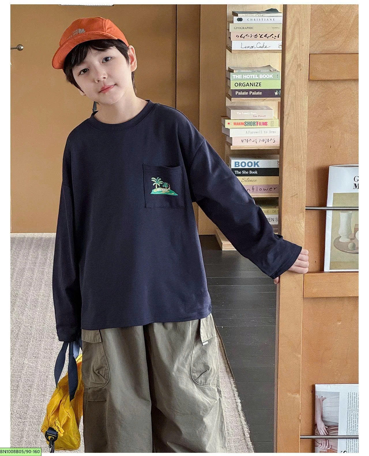 ÁO  THUN DÀI TAY TÚI NGỰC IN HÌNH AOAOKIDS AQ6003