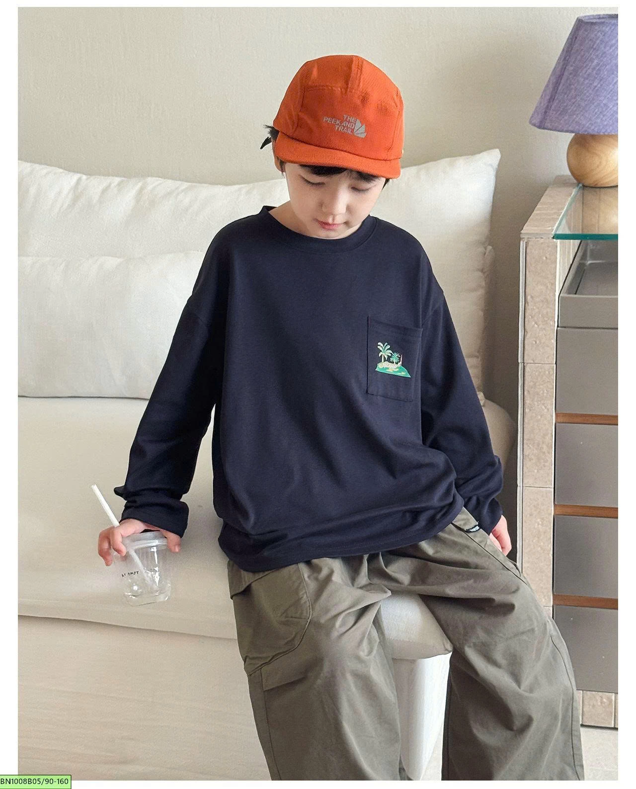 ÁO  THUN DÀI TAY TÚI NGỰC IN HÌNH AOAOKIDS AQ6003