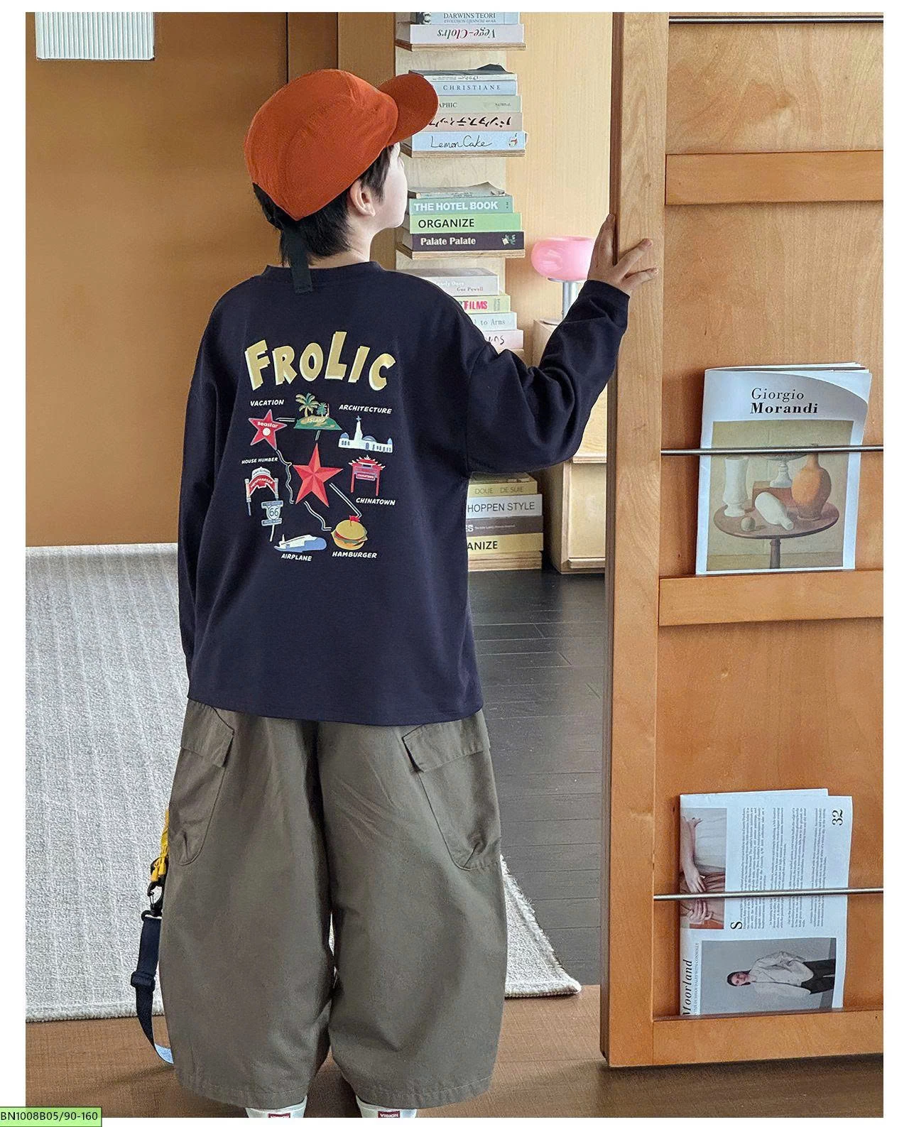 ÁO  THUN DÀI TAY TÚI NGỰC IN HÌNH AOAOKIDS AQ6003