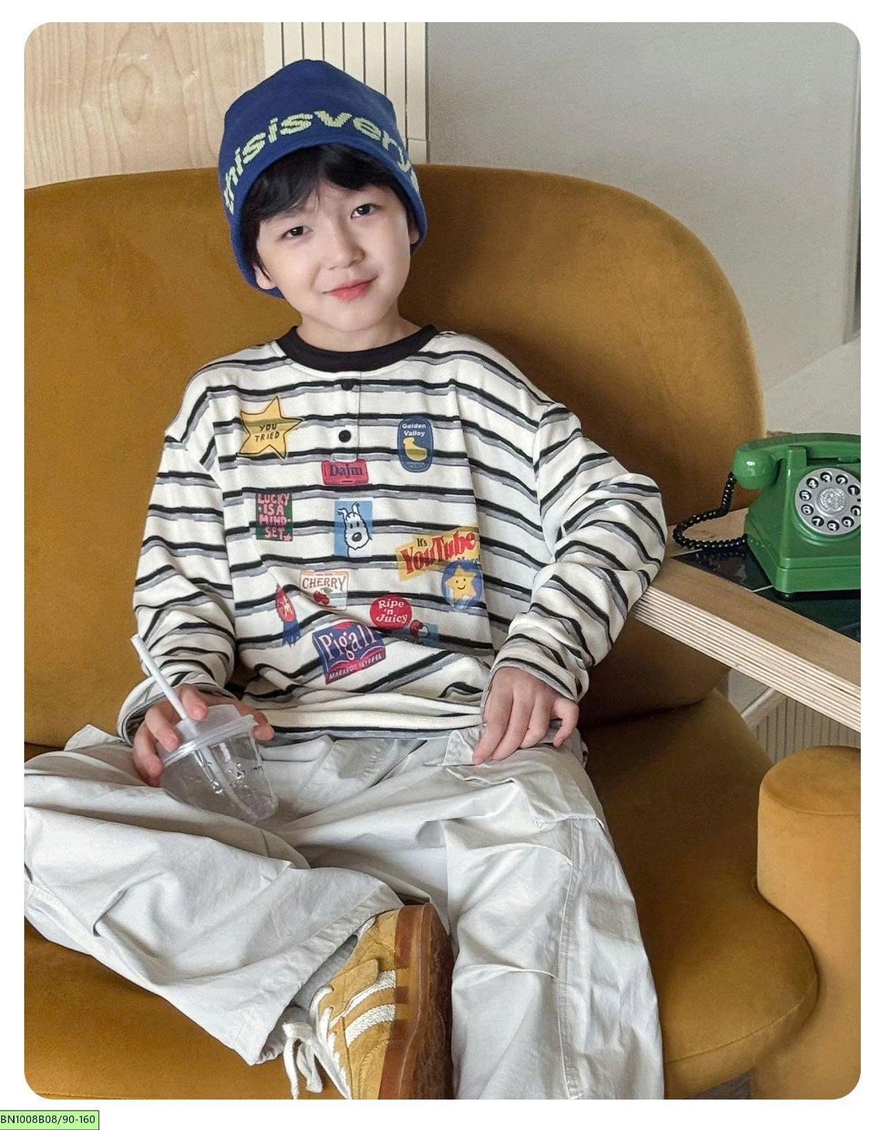 ÁO THUN KẺ NGANG IN HÌNH AOAOKIDS AQ6076