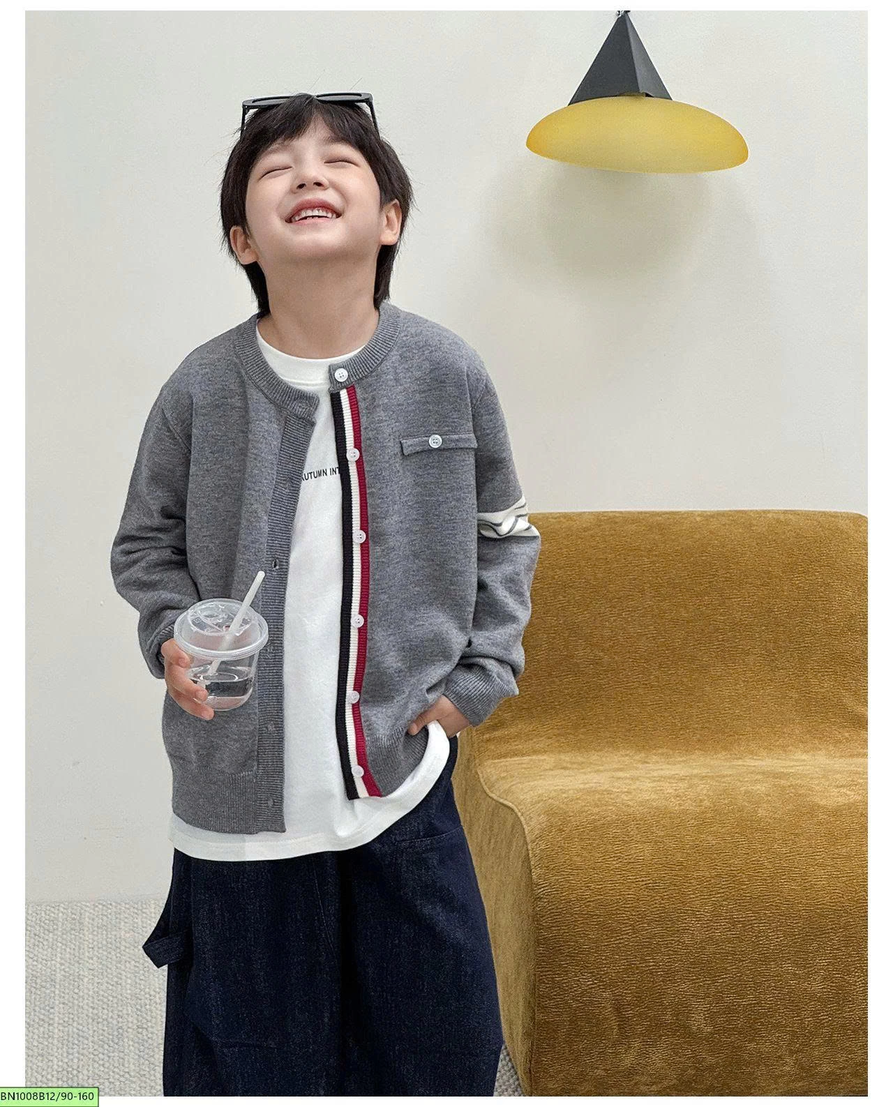 ÁO CARDIGAN LEN TAY SỌC  AOAOKIDS AQ6015