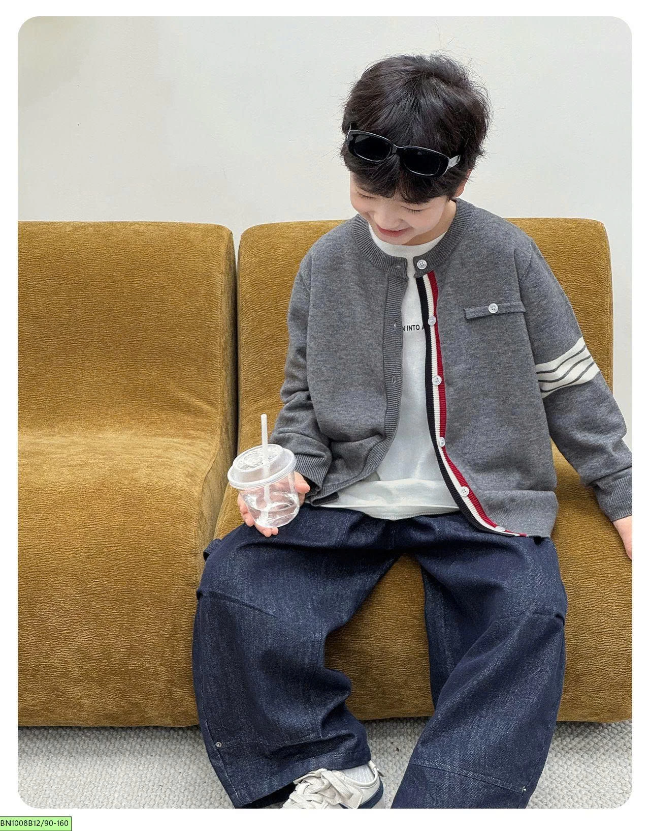 ÁO CARDIGAN LEN TAY SỌC  AOAOKIDS AQ6015