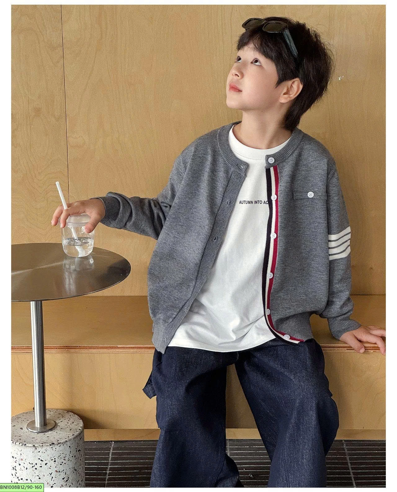 ÁO CARDIGAN LEN TAY SỌC  AOAOKIDS AQ6015