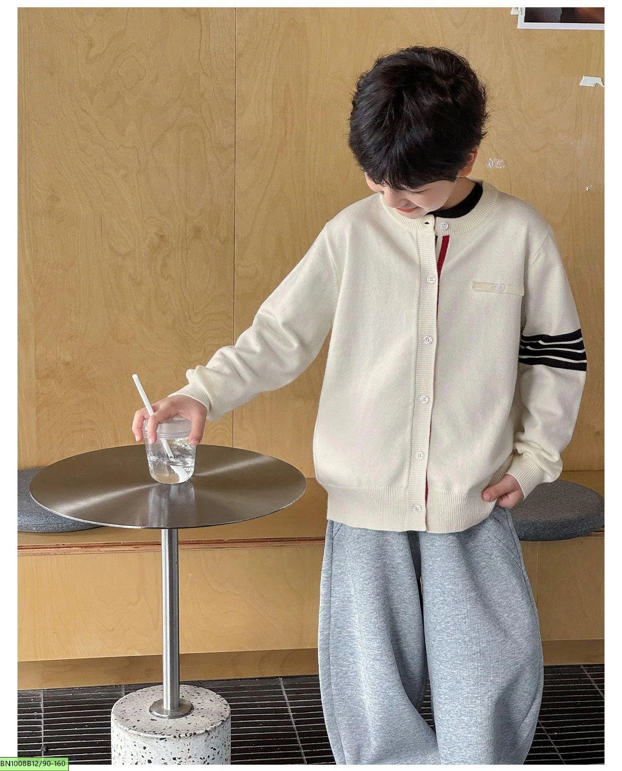 ÁO CARDIGAN LEN TAY SỌC  AOAOKIDS AQ6015