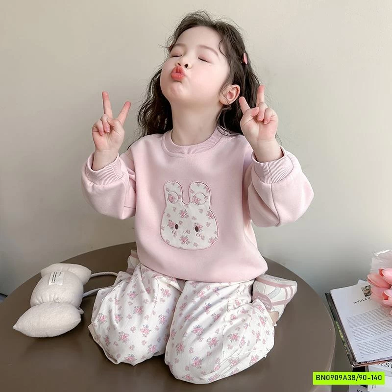 SÉT NỈ HỒNG QUẦN HOA NHÍ