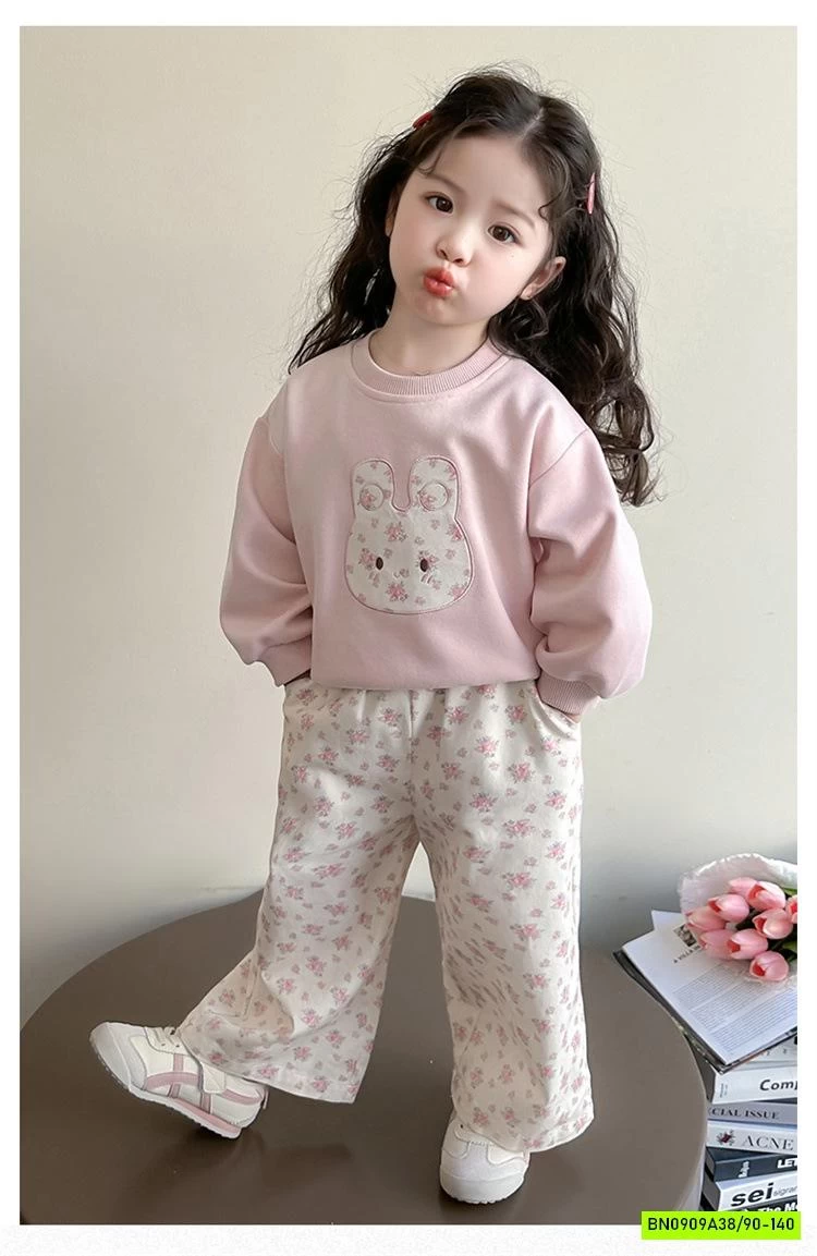 SÉT NỈ HỒNG QUẦN HOA NHÍ