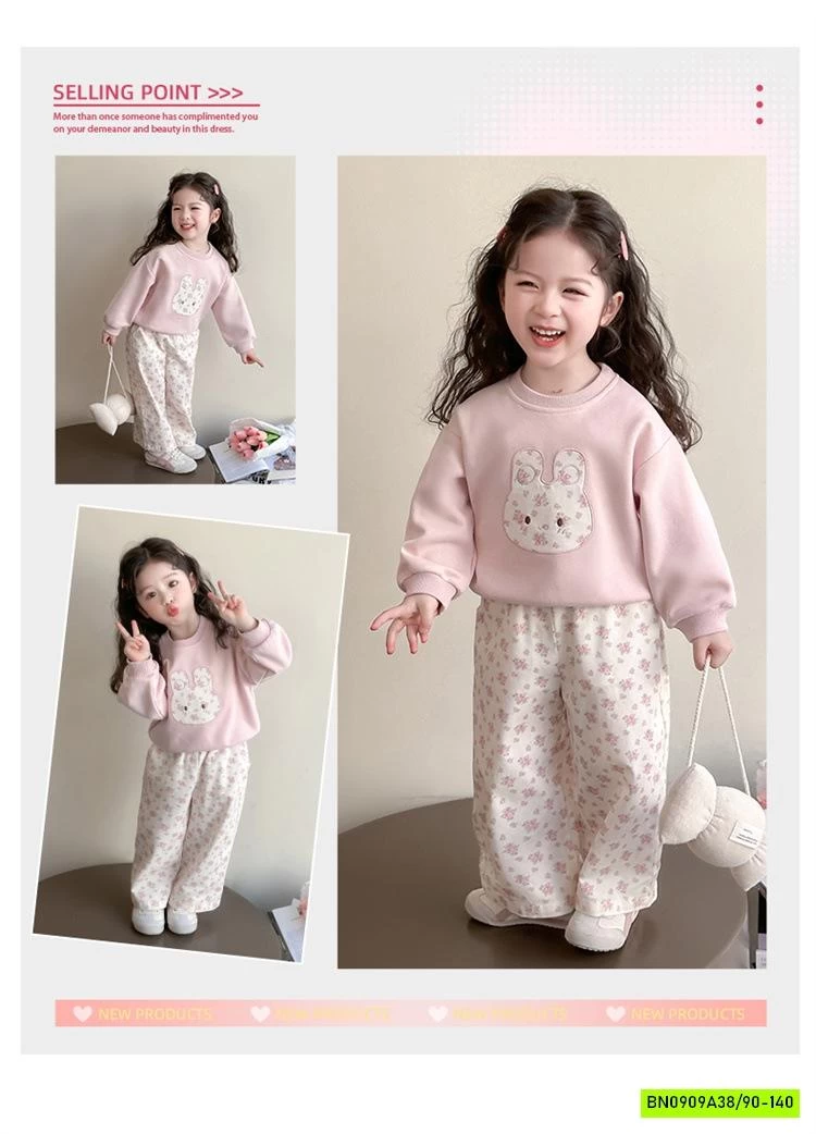 SÉT NỈ HỒNG QUẦN HOA NHÍ