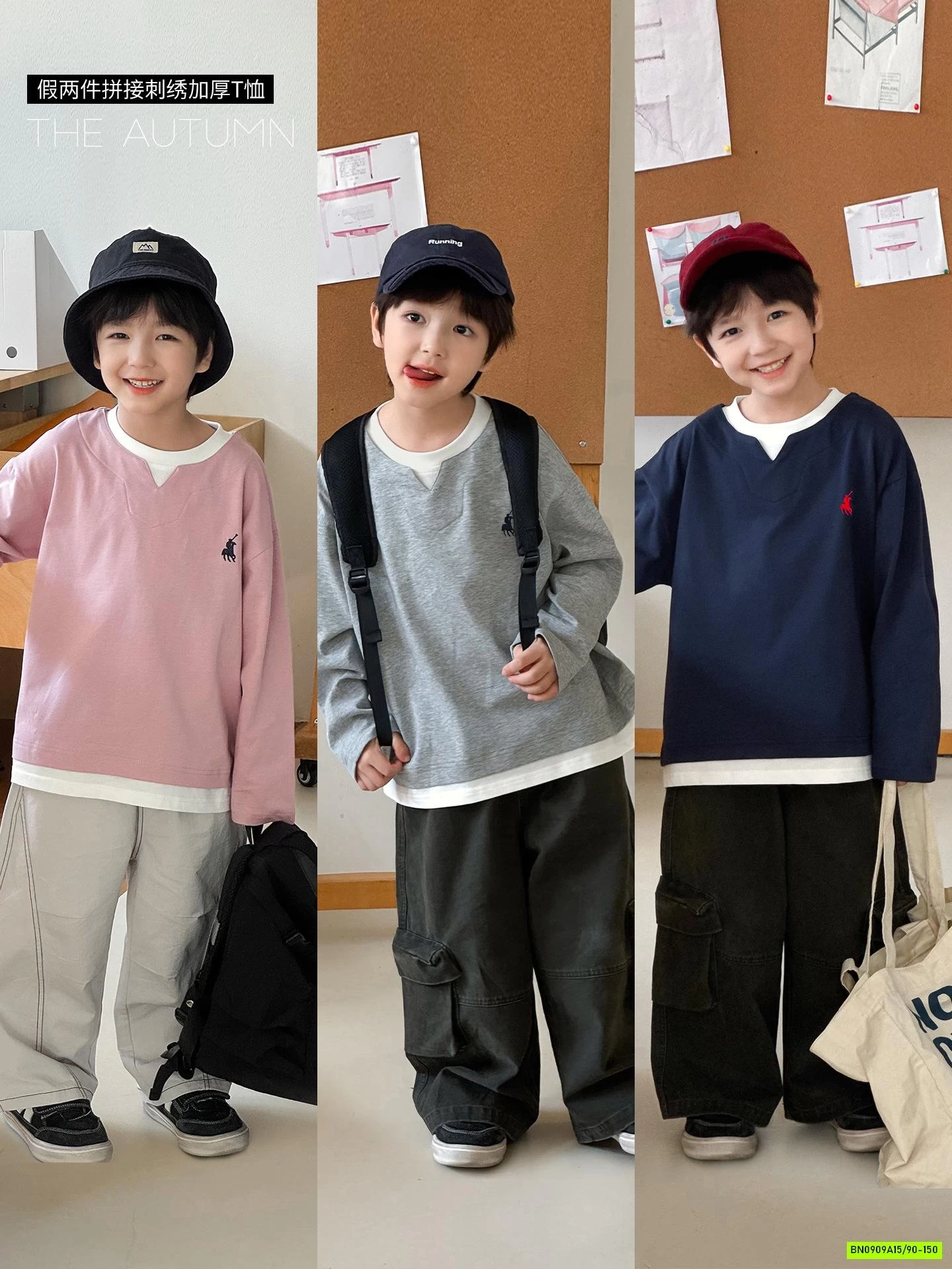 ÁO THUN GIẢ 2 LỚP LOGO NGỰA AOAOKIDS