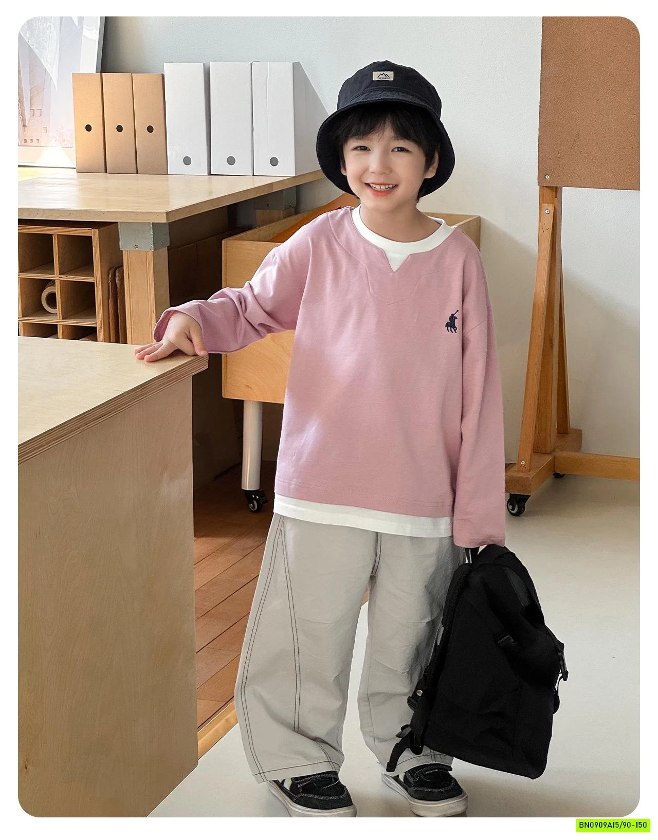 ÁO THUN GIẢ 2 LỚP LOGO NGỰA AOAOKIDS