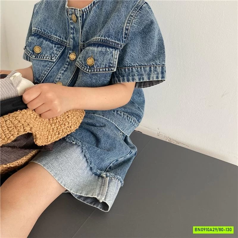 KHOÁC DENIM NGẮN TAY TÚI NGỰC