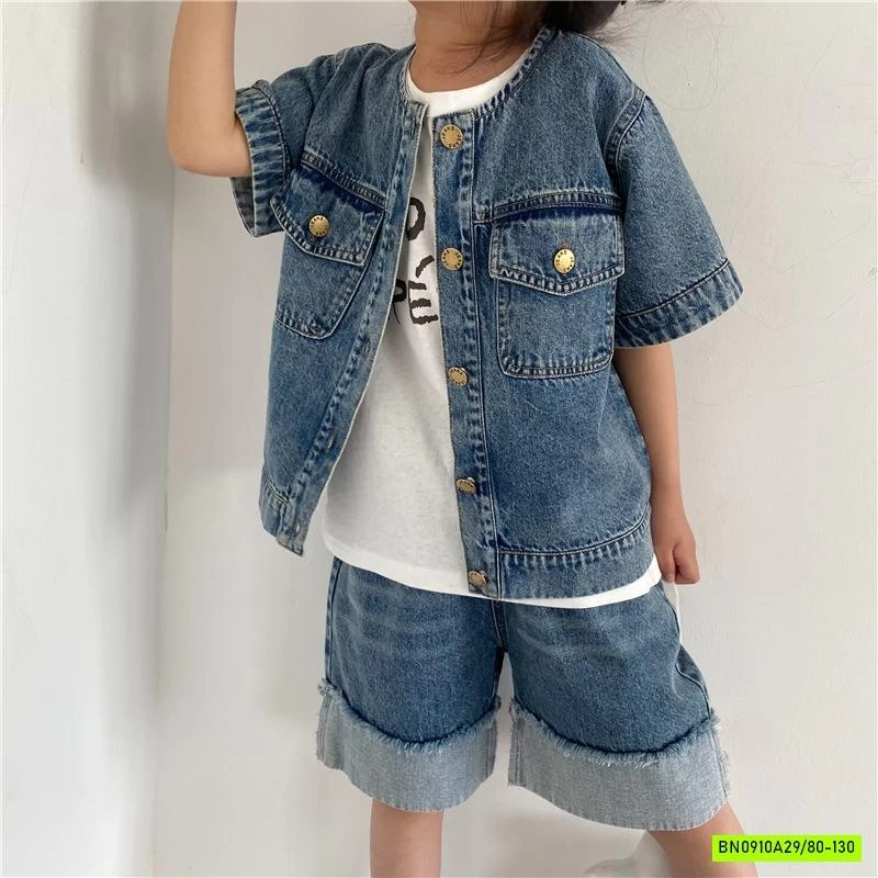 KHOÁC DENIM NGẮN TAY TÚI NGỰC