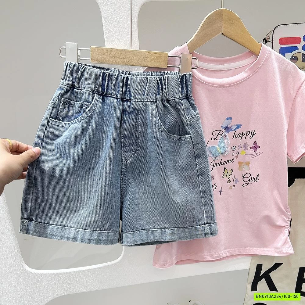 SHORT JEANS THÊU NƠ TÚI KAKADY