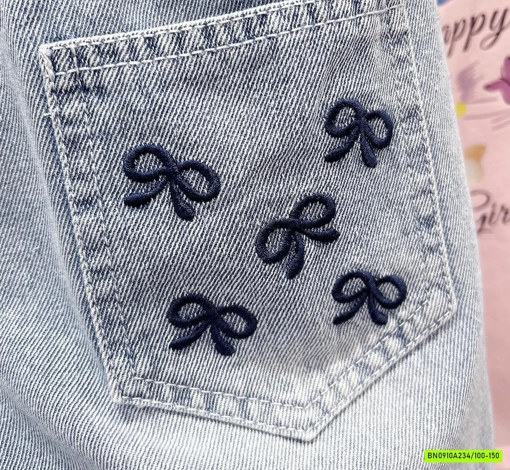 SHORT JEANS THÊU NƠ TÚI KAKADY