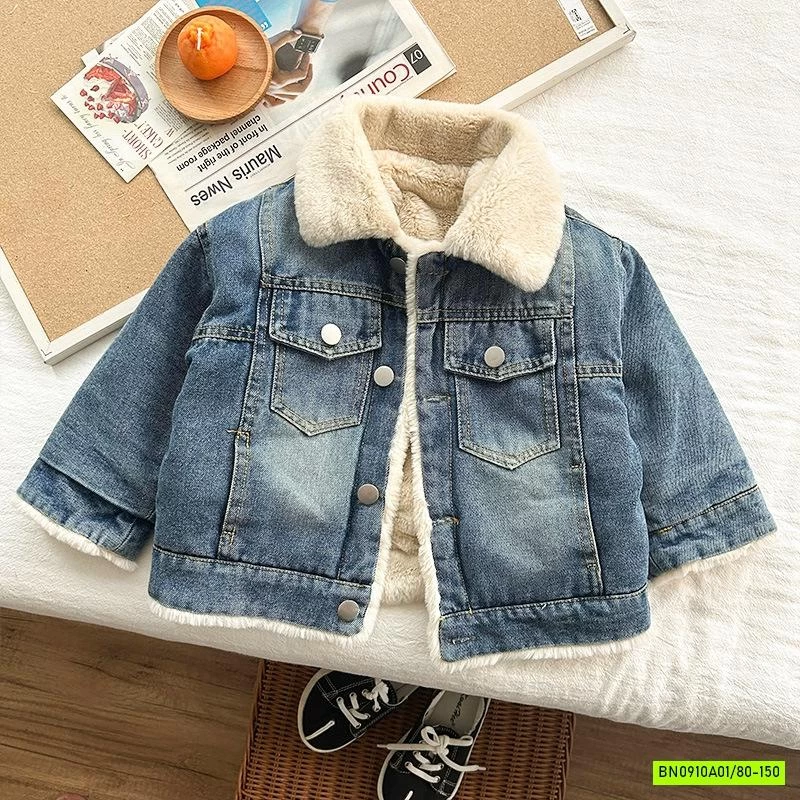 KHOÁC JEANS LÓT LÔNG CỔ BẺ