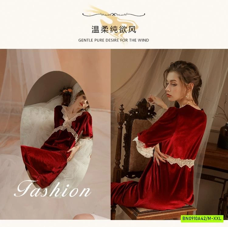 ĐẦM NGỦ NHUNG PHỐI REN SANG CHẢNH