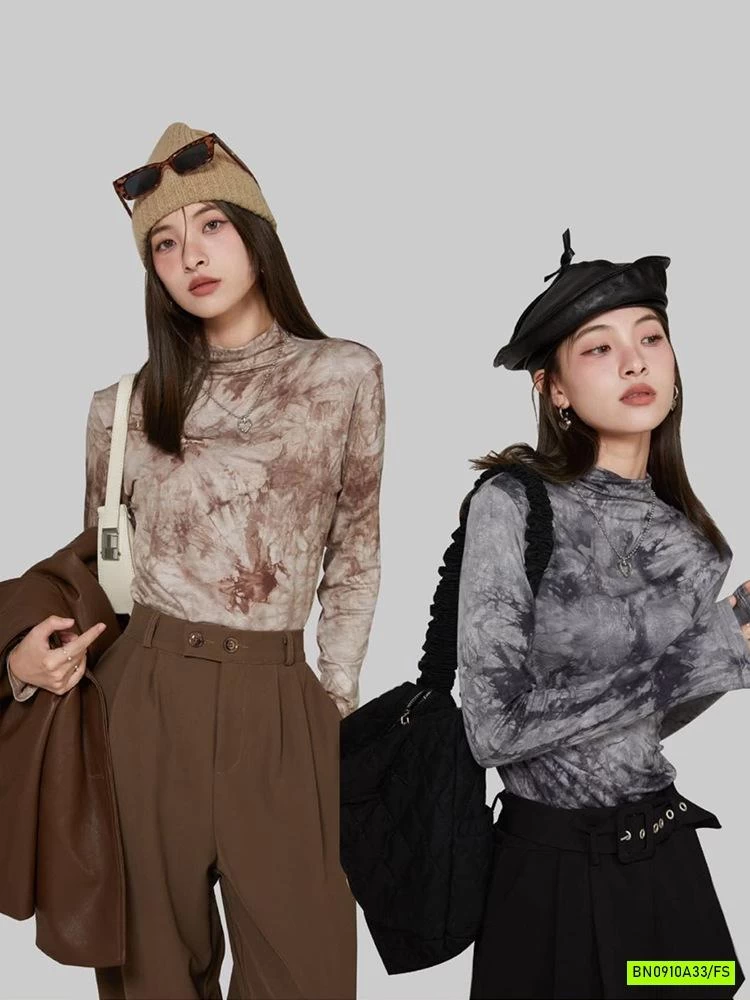 ÁO THUN MỎNG CỔ LỌ LOANG MÀU