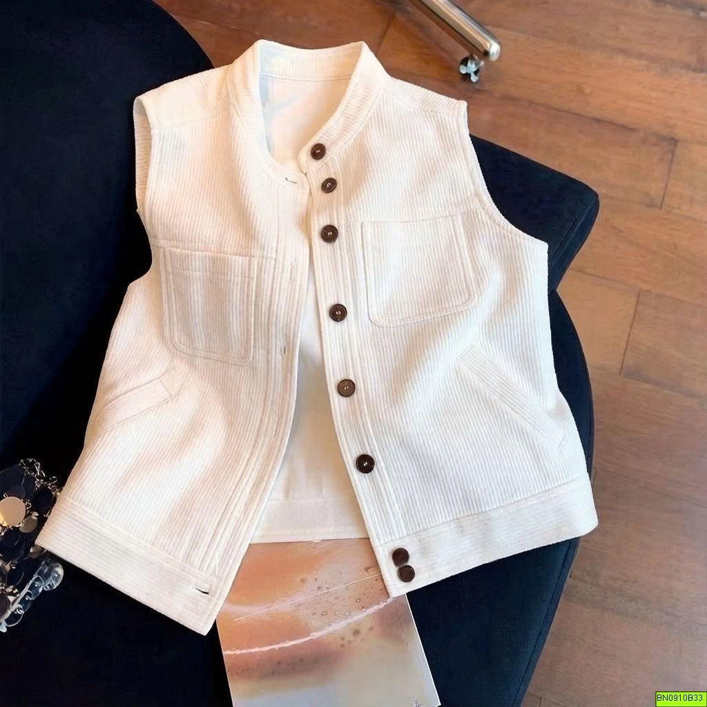 ÁO GILE CỔ TRÒN PHỐI CÚC NỮ