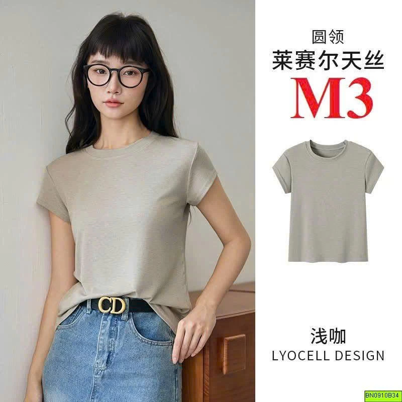 ÁO THUN CỘC TAY CỔ TRÒN CHO NỮ