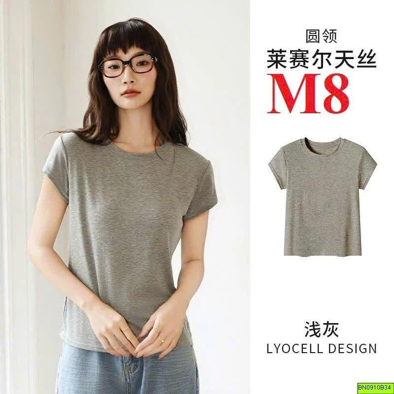 ÁO THUN CỘC TAY CỔ TRÒN CHO NỮ