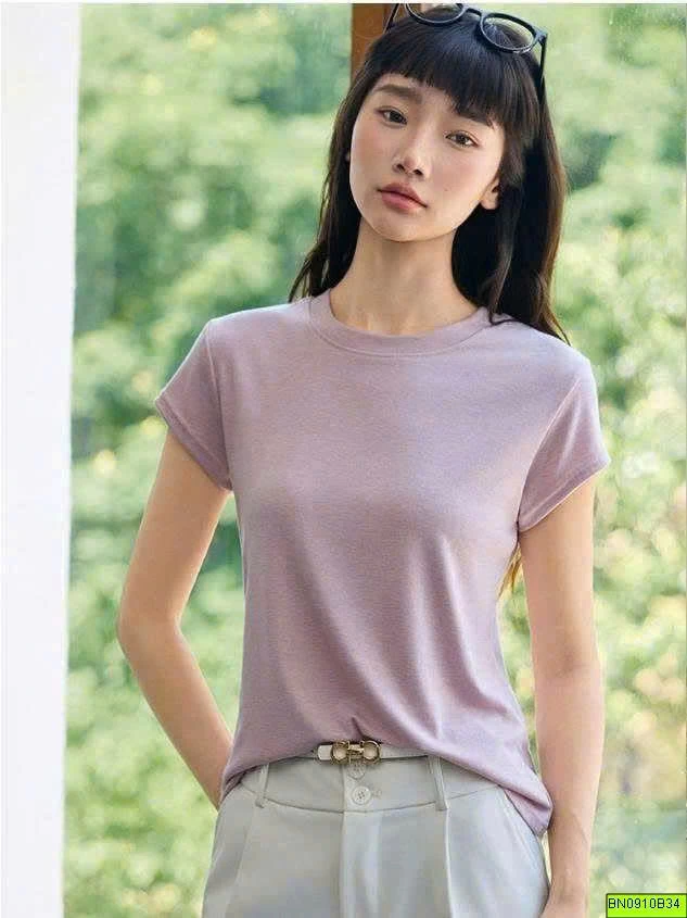 ÁO THUN CỘC TAY CỔ TRÒN CHO NỮ