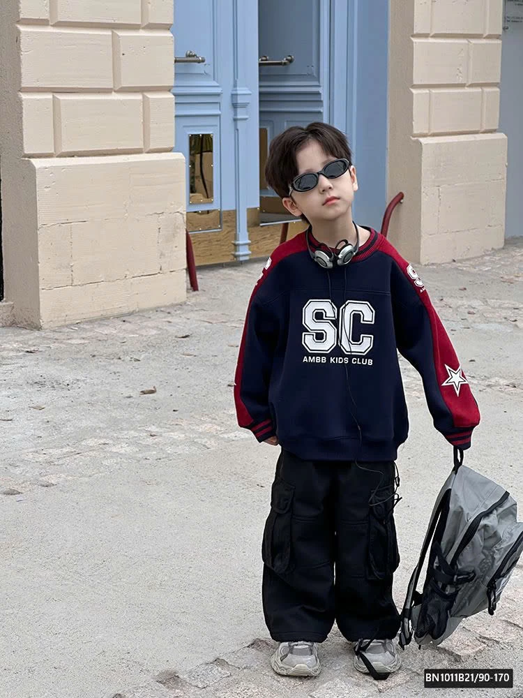 ÁO NỈ PHỐI MÀU LÓT LÔNG AMBB 24Z113