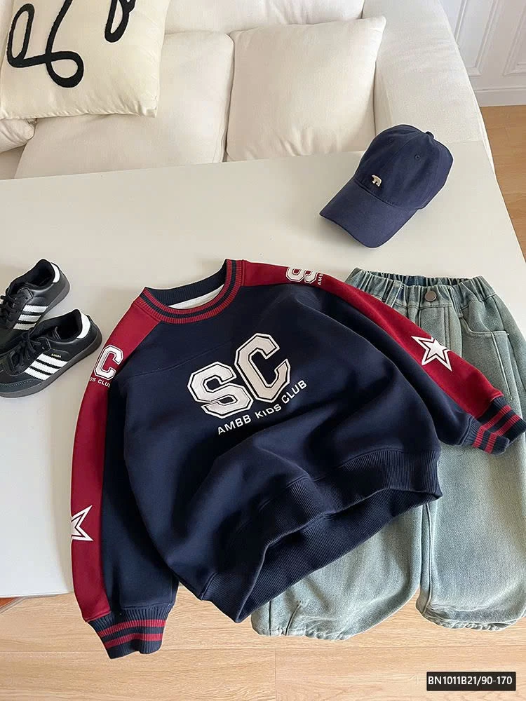 ÁO NỈ PHỐI MÀU LÓT LÔNG AMBB 24Z113