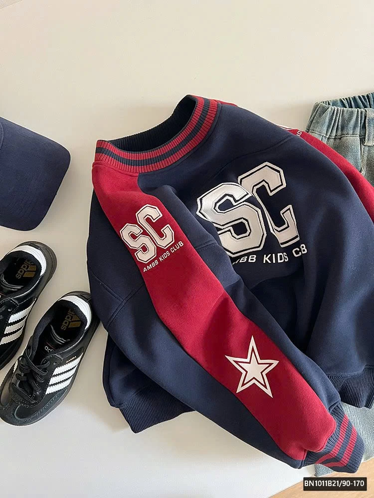 ÁO NỈ PHỐI MÀU LÓT LÔNG AMBB 24Z113