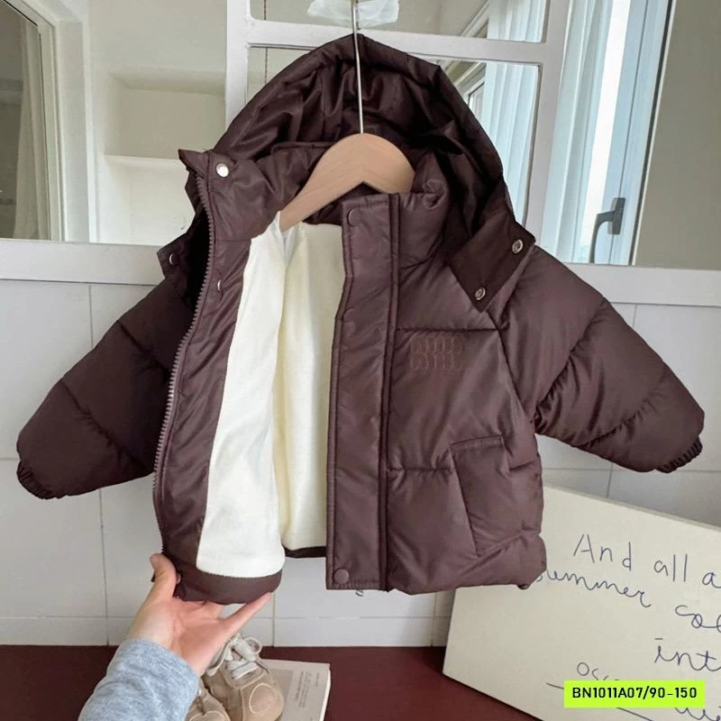 KHOÁC PHAO BÉO TRƠN MÀU LIỀN MŨ