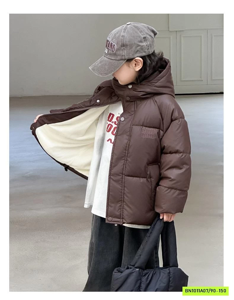 KHOÁC PHAO BÉO TRƠN MÀU LIỀN MŨ