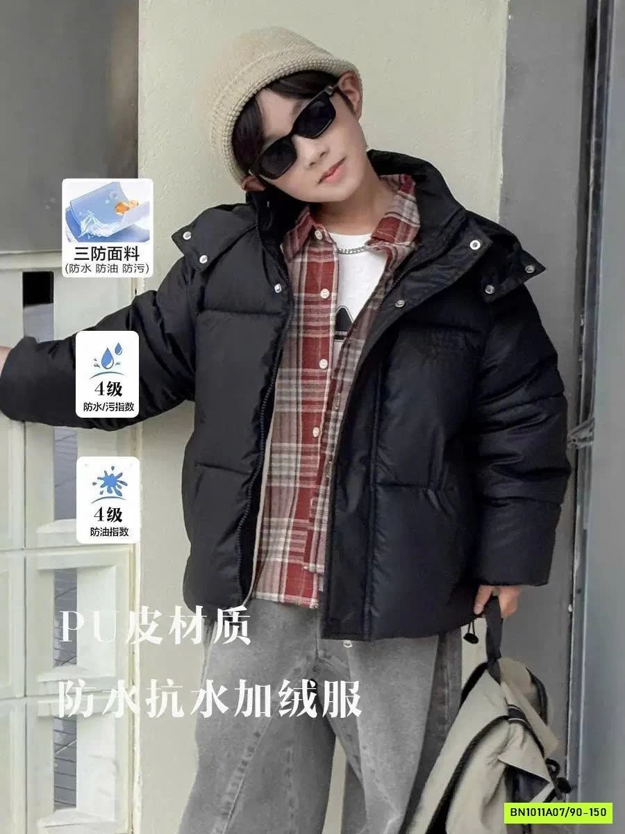 KHOÁC PHAO BÉO TRƠN MÀU LIỀN MŨ