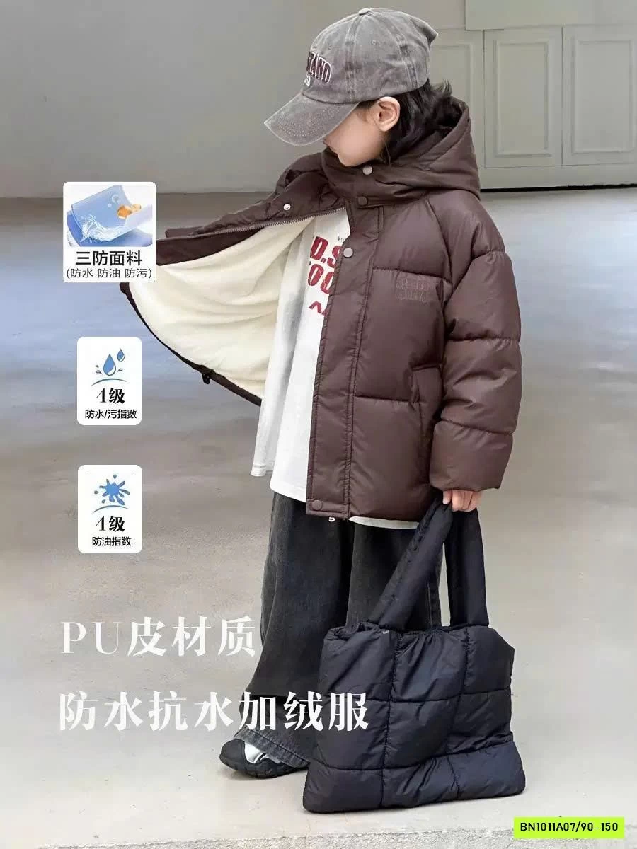 KHOÁC PHAO BÉO TRƠN MÀU LIỀN MŨ