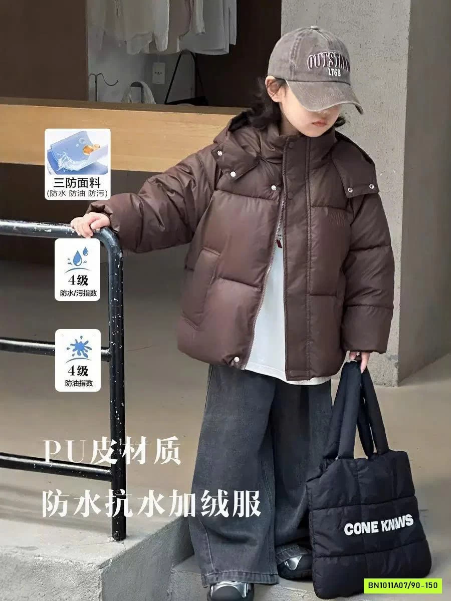 KHOÁC PHAO BÉO TRƠN MÀU LIỀN MŨ