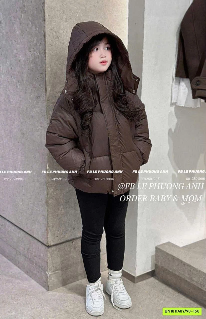 KHOÁC PHAO BÉO TRƠN MÀU LIỀN MŨ