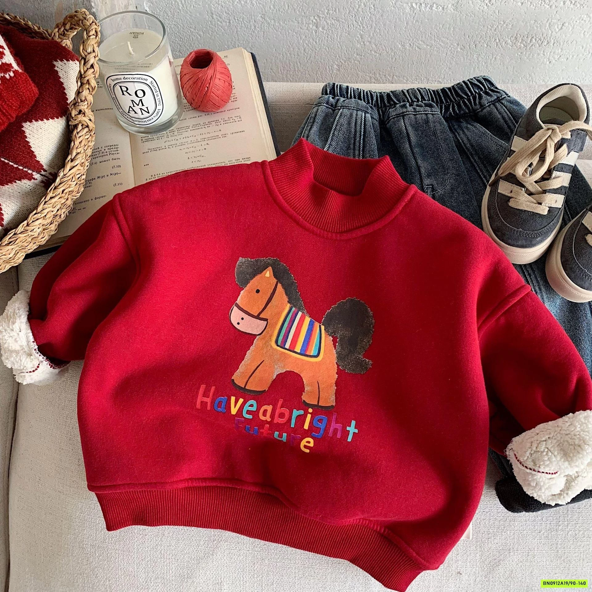 ÁO NỈ LÓT LÔNG CỪU IN NGỰA