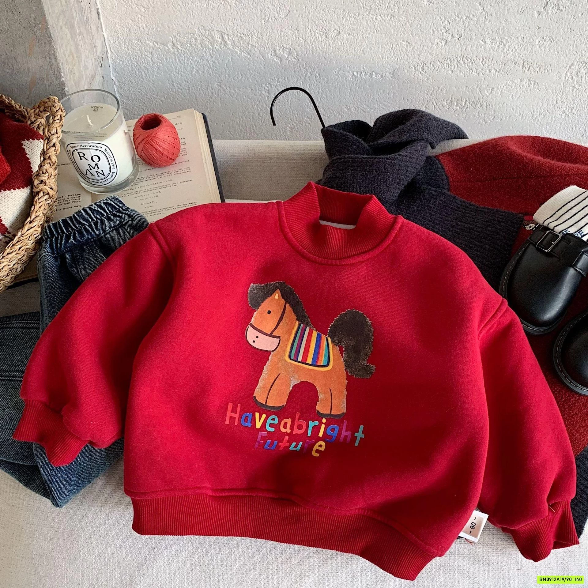 ÁO NỈ LÓT LÔNG CỪU IN NGỰA