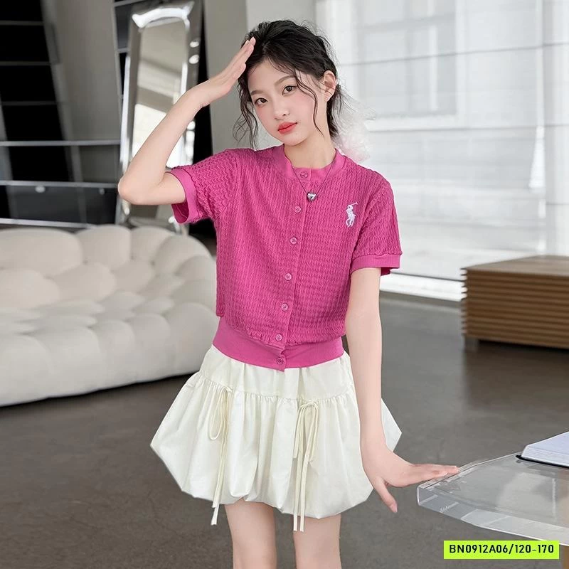 CARDIGAN HỒNG MIX CV BÍ TRẮNG