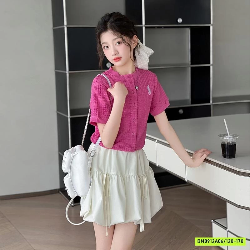 CARDIGAN HỒNG MIX CV BÍ TRẮNG