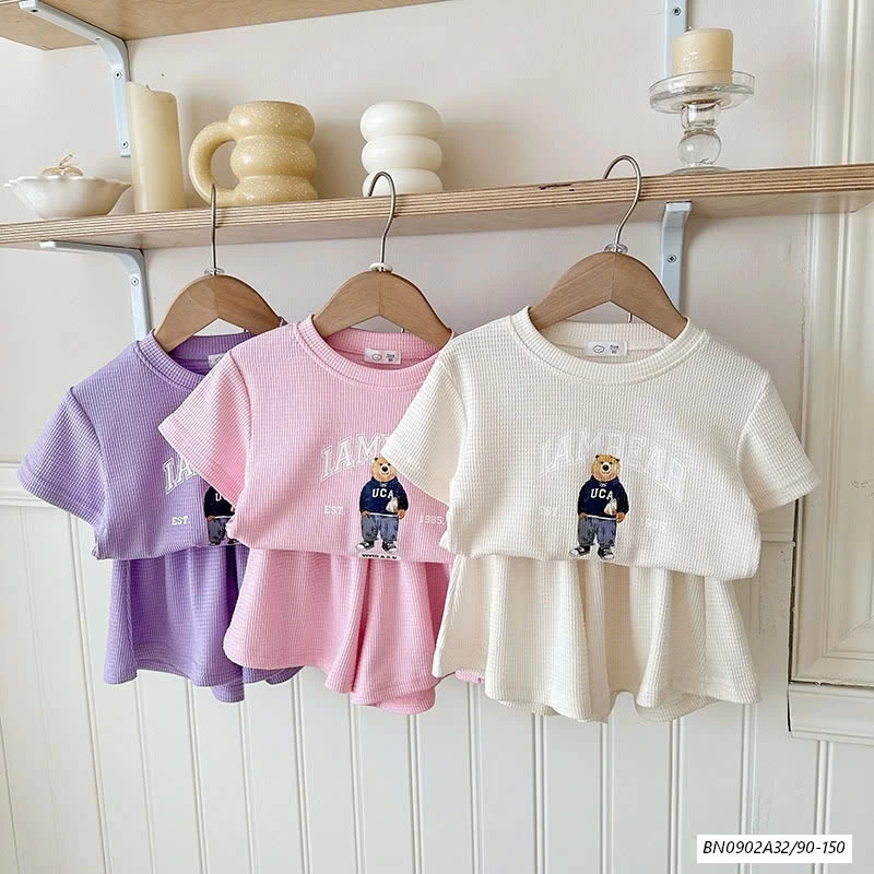 SÉT BỘ COTTON TỔ ONG IN GẤU